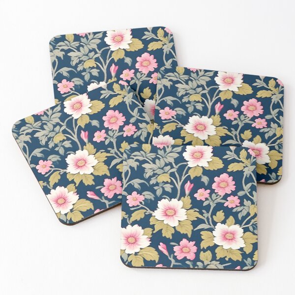 Item preview, Primroses on navy blue inspired by William Morris designed and sold by SophieClimaArt.