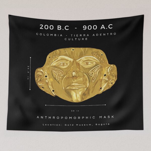 Item preview, Prehispanic Treasure - Anthropomorphic Gold Mask - (200 B.C - 900 A.D) - Archaeological Discovery designed and sold by Carola-art.