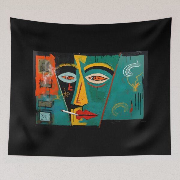 Item preview, The Enigmatic Cigar Connoisseur- A Fusion of Bold Brushstrokes and Dreamlike Auras designed and sold by OlfactoART Studio.