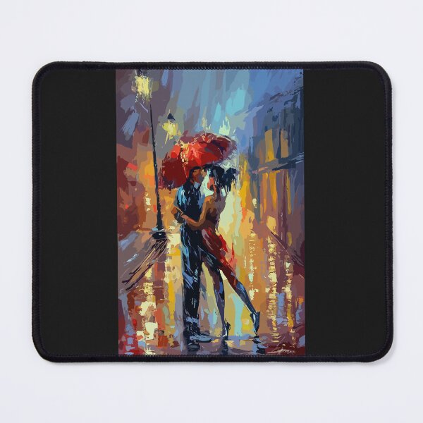 Item preview, Romantic Woman and Man Dancing Tango on a Rainy Street oil painting HQ Wide designed and sold by Psycho-Crazy.