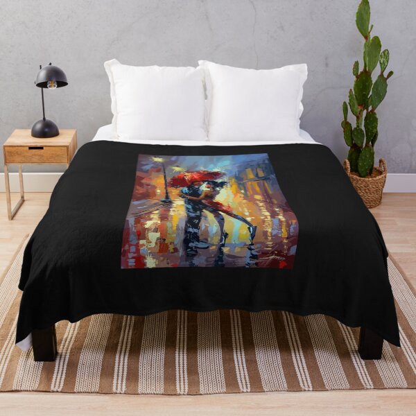 Item preview, Romantic Woman and Man Dancing Tango on a Rainy Street oil painting HQ Wide designed and sold by Psycho-Crazy.