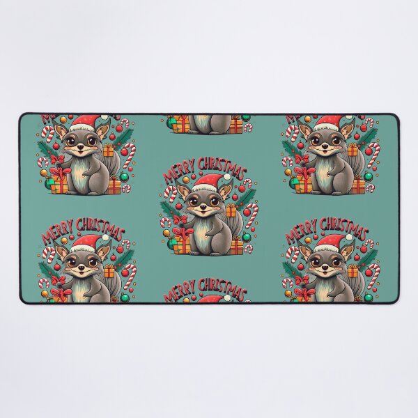 Item preview, cute aye aye wearing a christmas' hat, a christmas sweater and surrounded by christmas things designed and sold by The Knick Knack Nook.