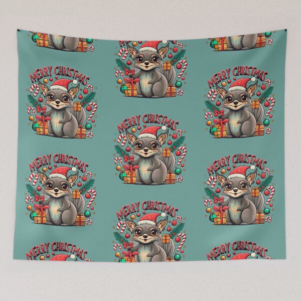 Item preview, cute aye aye wearing a christmas' hat, a christmas sweater and surrounded by christmas things designed and sold by The  Knick Knack Nook.