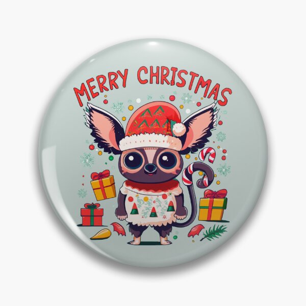 Item preview, cute aye aye wearing a christmas' hat, a christmas sweater and surrounded by christmas things designed and sold by The  Knick Knack Nook.
