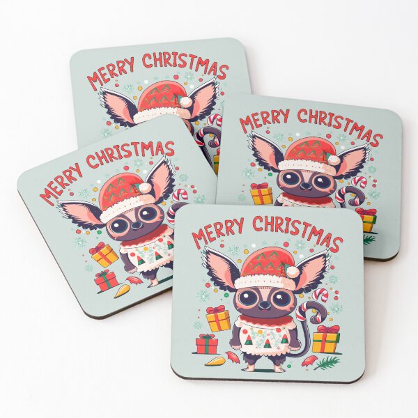 Item preview, cute aye aye wearing a christmas' hat, a christmas sweater and surrounded by christmas things designed and sold by The  Knick Knack Nook.