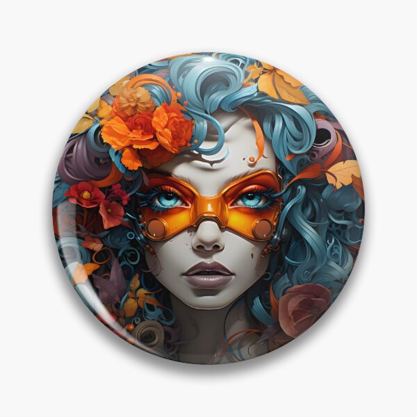 Item preview, Graffiti woman in a mask wearing wig of flowers designed and sold by workshoot.