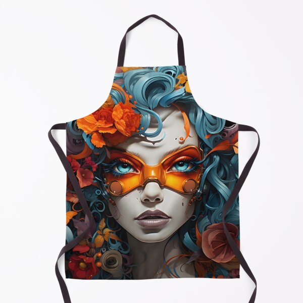 Item preview, Graffiti woman in a mask wearing wig of flowers designed and sold by workshoot.