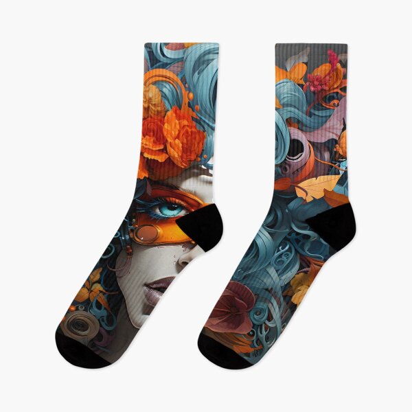 Item preview, Graffiti woman in a mask wearing wig of flowers designed and sold by workshoot.
