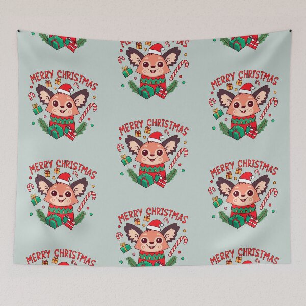 Item preview, cute aye aye wearing a christmas' hat, a christmas sweater and surrounded by christmas things designed and sold by The  Knick Knack Nook.