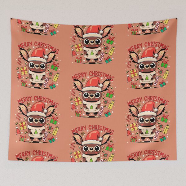 Item preview, cute aye aye wearing a christmas' hat, a christmas sweater and surrounded by christmas things designed and sold by The  Knick Knack Nook.