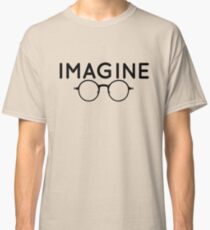 Stellen Sie sich vor, runde Brille, Brille, Frieden, Hippie, Pazifismus, wählen Sie Frieden Classic T-Shirt