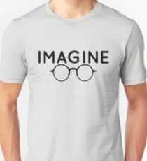 Imagine, round glasses, spectacles, peace, hippie, pacifism, choose peace Unisex T-Shirt