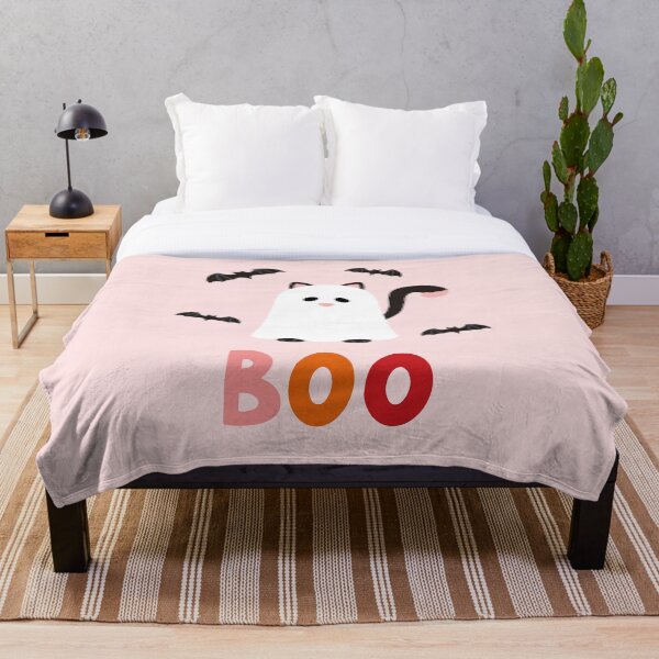Item preview, Adorable Ghost Cat Halloween Illustration BOO - Pink designed and sold by Creative Wolf Design.