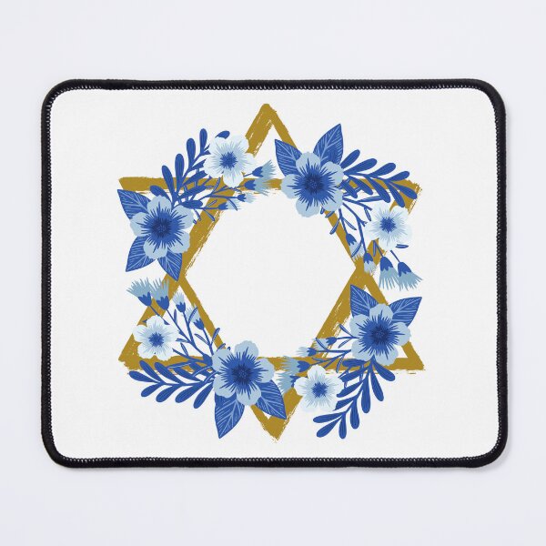 Item preview, Israel Star of David with Blue Anemone Floral designed and sold by pixelsparkzone.
