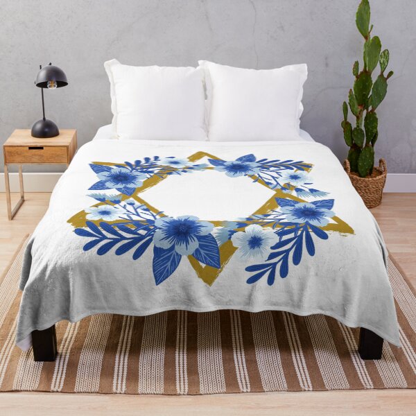 Item preview, Israel Star of David with Blue Anemone Floral designed and sold by pixelsparkzone.
