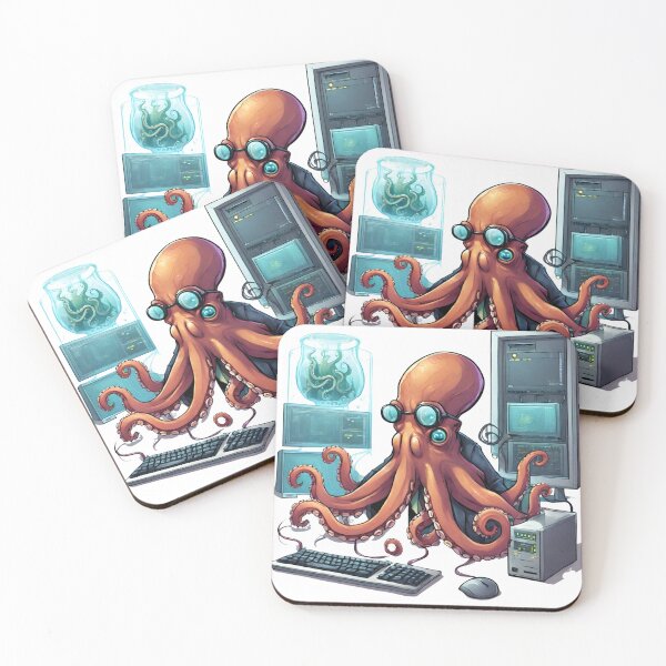 Item preview, Cute futuristic computer scientist octopus designed and sold by ExtraSilver.