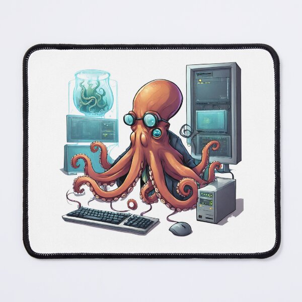 Item preview, Cute futuristic computer scientist octopus designed and sold by ExtraSilver.