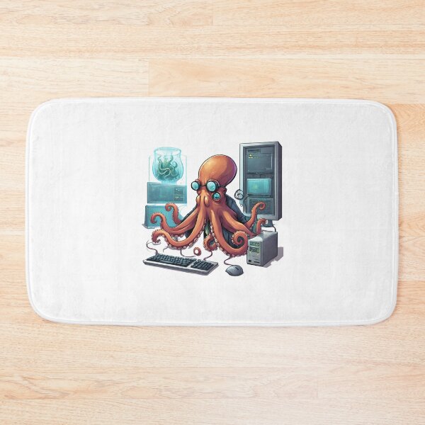 Item preview, Cute futuristic computer scientist octopus designed and sold by ExtraSilver.