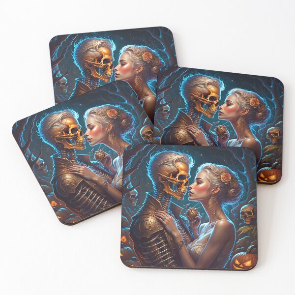 Item preview, KISSING HALLOWEEN SKELETON ART designed and sold by Meandmyshop.
