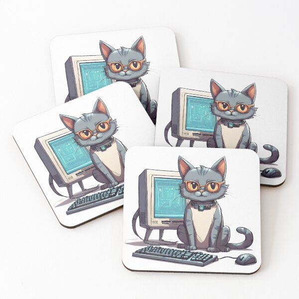Item preview, Cute futuristic computer scientist cat designed and sold by ExtraSilver.