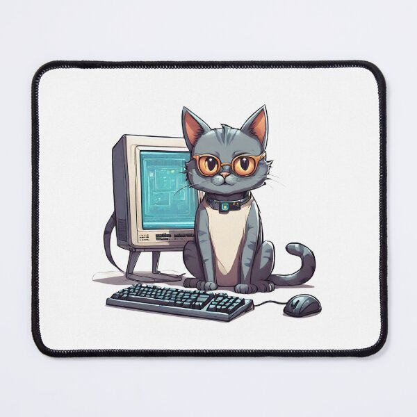 Item preview, Cute futuristic computer scientist cat designed and sold by ExtraSilver.