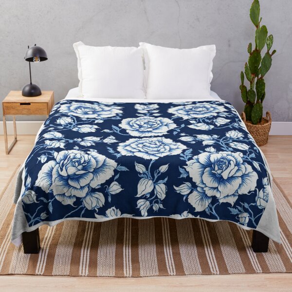 Item preview, Blue and white rose pattern - Symmetrical still life style designed and sold by DigitalEmporio.