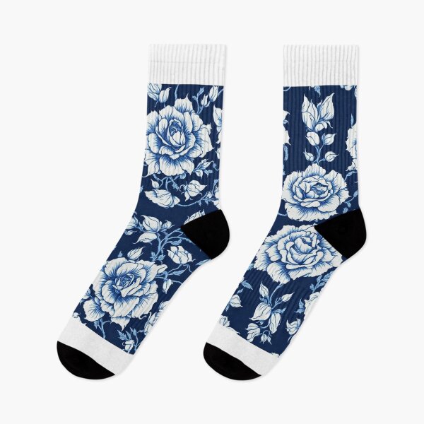 Item preview, Blue and white rose pattern - Symmetrical still life style designed and sold by DigitalEmporio.