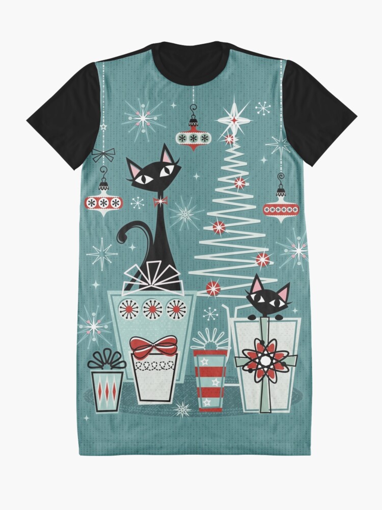 Christmas cat print top dress