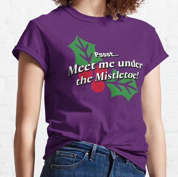 Kiss Me Under The Mistletoe Funny Arrow Pointing Christmas Essential  T-Shirt for Sale by mpdesigns73