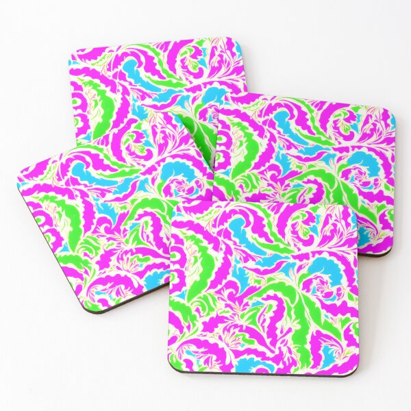 Item preview, Highlighter pink, green, blue and white preppy paisely designed and sold by SophieClimaArt.