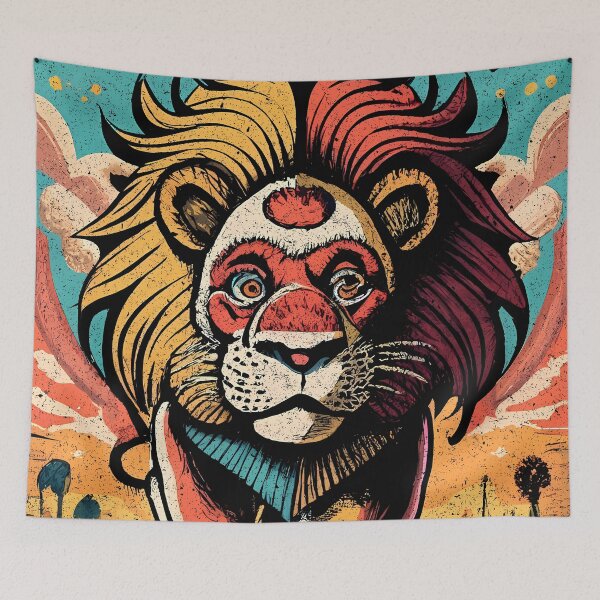 Item preview, Steady Rolling Lion Prints Sad Circus Lion designed and sold by SteadyRolling.