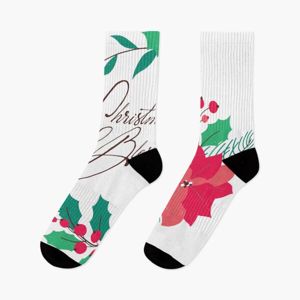 Item preview, Christmas Blessings Festive Floral Poinsettia and Berry Wreath  designed and sold by SharksOnShore.