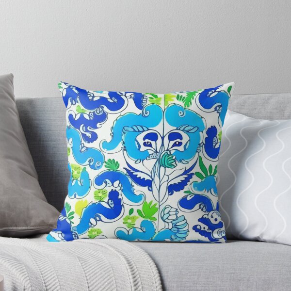 Item preview, Preppy, abstract foliage in highlighter blue and green designed and sold by SophieClimaArt.