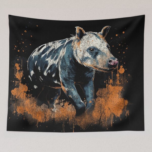 Item preview, A Mountain Tapir - Street Art Vintage Distressed Wildlife designed and sold by GVRDesign.