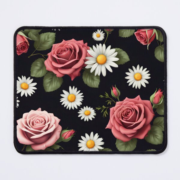 Artikelvorschau, Ein Muster mit Rosen und Gänseblümchen entworfen und verkauft von Art Intelligence.
