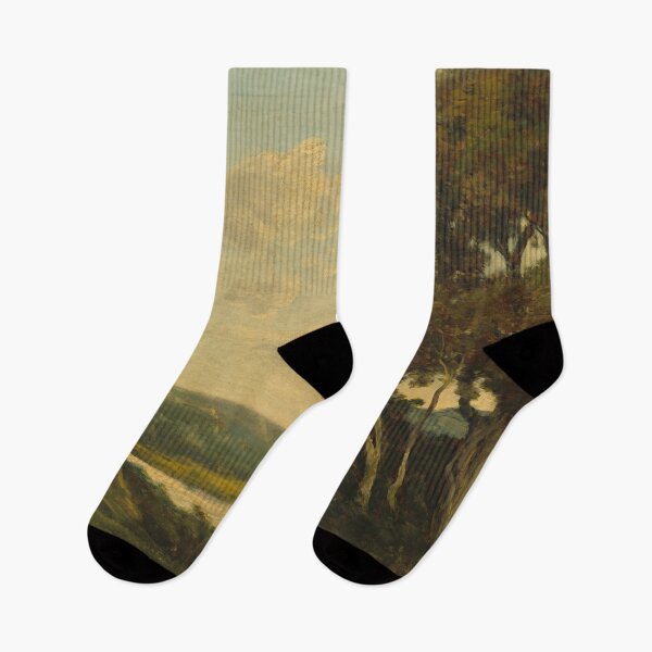 Item preview, Tranquil Landscape Painting - Classic French Artwork with Trees, Water, and Hills designed and sold by opptop.