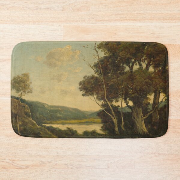 Item preview, Tranquil Landscape Painting - Classic French Artwork with Trees, Water, and Hills designed and sold by opptop.