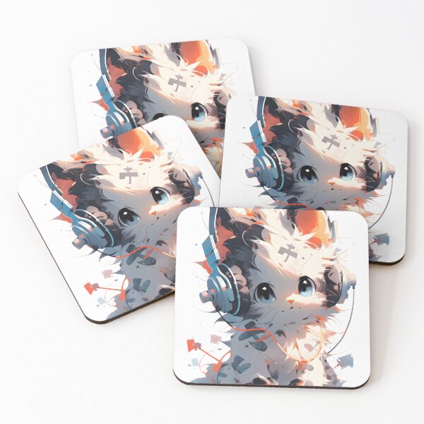 Item preview, Cute Cat with Headphones designed and sold by TheeDigitalDen.
