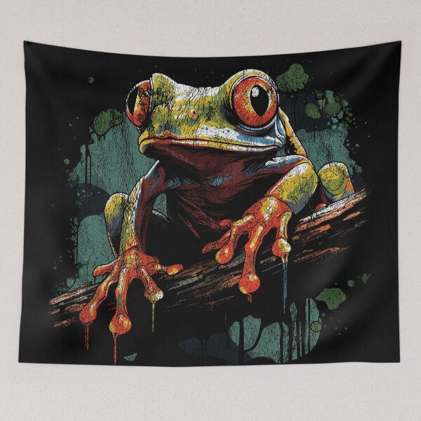 Item preview, Red-Eyed Tree Frog - Vintage Distressed Street Art Animals designed and sold by GVRDesign.
