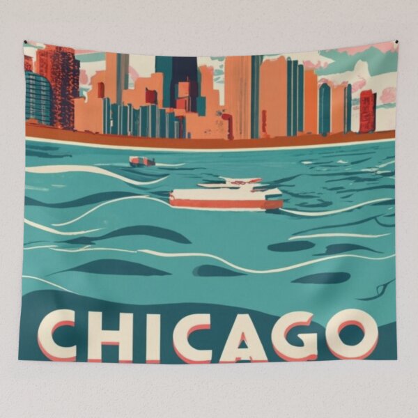 Item preview, A Vintage Travel Art of Chicago - Illinois - US  designed and sold by GoodOldVintage.