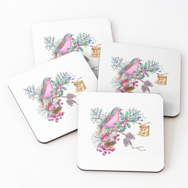 Item preview, Watercolor Christmas Bird and Berries  designed and sold by silviaol.