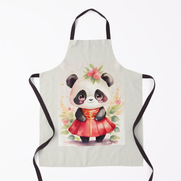 Item preview, Watercolor Panda wearing Red and Gold with Flowers in Hair designed and sold by ScarletGoldenOx.