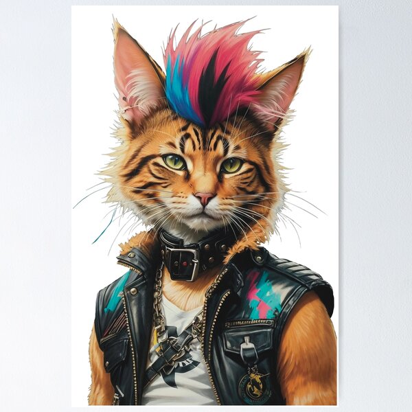 1980s Retro Vintage Punk Cat