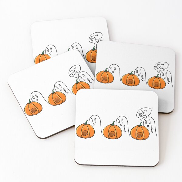 Item preview, It's my first time - pumpkin carving ghost - comic strip designed and sold by gaslight-n.