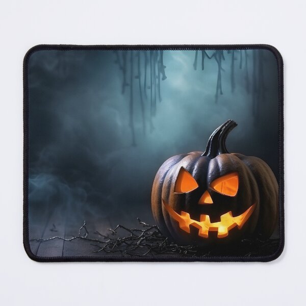 Item preview, Halloween jack-o-lantern in a creepy dark room designed and sold by PeffysArt.