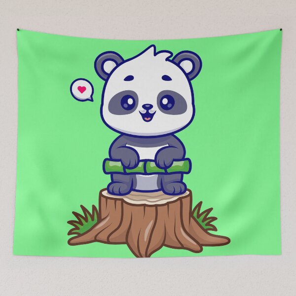 Item preview, Cute Panda Standing on Tree with Bamboo Cartoon Vector Icon Illustration designed and sold by hjian8219.