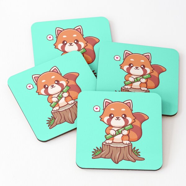 Item preview, Cute Red Panda Standing on Tree with Bamboo Cartoon Vector Icon Illustration designed and sold by hjian8219.