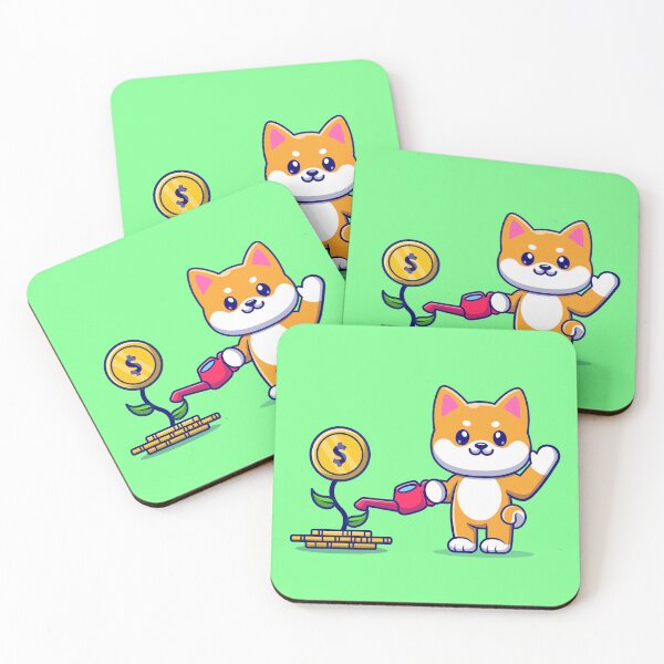 Item preview, Cute Shiba Inu Dog Watering Money Plant Cartoon Vector Icon Illustration designed and sold by hjian8219.