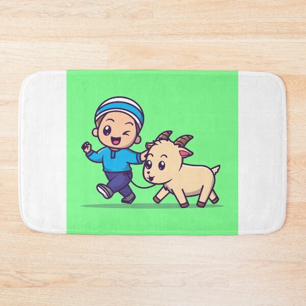 Item preview, Cute Moslem Boy with Goat Cartoon Vector Icon Illustration designed and sold by hjian8219.