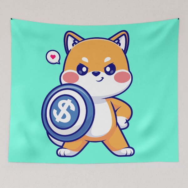 Item preview, Cute Shiba Inu Dog Holding Shield & Money Cartoon Vector Icon Illustration designed and sold by hjian8219.